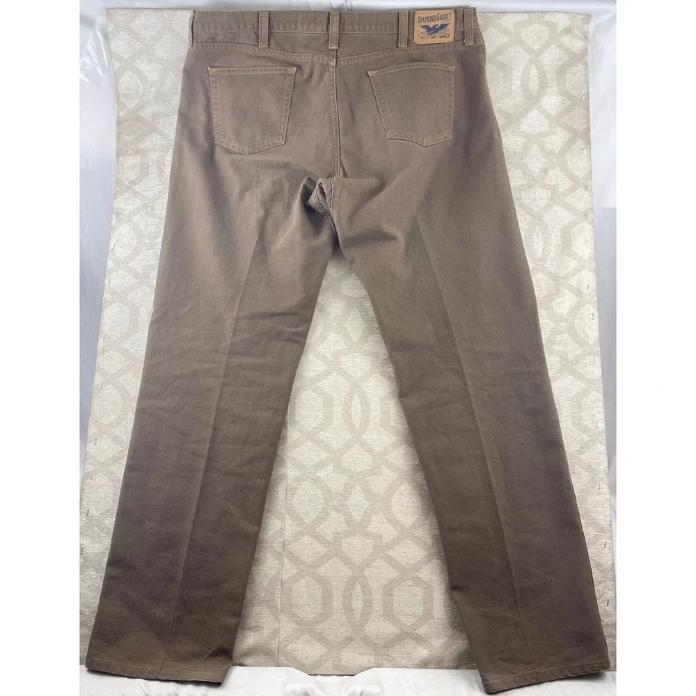 Diamond Gusset Jean Co Mens Brown Canvas‎ Work Pants Made in USA 42x36 DMECVS201